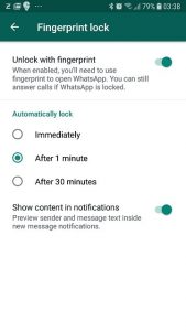 Whatsapp how to set up fingerprint lock